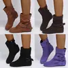 Botas femininas de outono e inverno de tamanho grande, com salto baixo, de camurça, para comércio exterior, para Amazon, Wish e lojas online independentes
