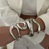 Diseño de Moda Transfronterizo Pulsera de Resorte Irregular Exagerada Ola Metal Ins Brillo Ancho Pulsera Moda