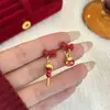 Nuevos Pendientes de Haworthia Confitada con Lazo de Bolsa de la Suerte Roja, Pendientes de Moda de Estilo Chino Nuevos, Pendientes de Lujo Ligero de Gama Alta para Mujer