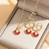 Conjunto de Joias Colar e Brincos de Concha de Pérola Esmalte Colorido Estilo Europeu e Americano Transfronteiriço Tendência Estilo Influenciador
