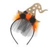 Diadema de Encaje de Halloween Felpa Tocado de Bruja con Lentejuelas Suministros para Fiesta de Vacaciones Cabello para Baile de Graduación Estrella Pom-Pom