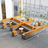Canto Sofá Criativo Recepção de Escritório Área de Lounge Cabine Sofá de Negociação Mesa de Centro Simples Moderna