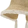 Sombrero de Paja para Mujer 2026 Nuevo Estilo de Verano Sombrero de Paja Calado con Encaje Sombrero de Sol para Viaje Sombrilla de Ala Grande para Playa