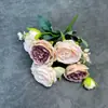 Ramo de peonías de 5 cabezas de imitación, decoración para el hogar, boda, diseño hecho a mano, rosa persa transfronteriza, adornos de flores falsas al por mayor