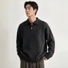 Suéter de punto de alta gama estilo retro "old money" con cuello polo para hombre, top casual de mezcla de lana para otoño/invierno 2026