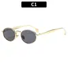 Novos Óculos de Sol Ovais de Armação Pequena Moda Europeia e Americana High-End Leve Luxo Retro Metal Óculos Versáteis Tendência