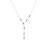 Collar de Acero Inoxidable con Cadena en Forma de Y, Incrustaciones de Flores de Estilo Europeo y Americano con Circonitas de Colores, Joyería de Moda de Alta Gama al por Mayor