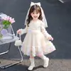 Conjunto de Ropa para Niña Primavera y Otoño 2026 Nueva Moda Infantil de Otoño Elegante Vestido de Malla para Bebé Conjunto de Dos Piezas