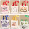 Bolsa de Lona Ligera de Dibujos Animados Linda para Niños Bolsa de Regalo de Cumpleaños para Jardín de Infancia Bolso Tote de Lona para Estudiante Bolsa Pequeña