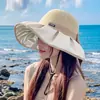 Sombrero de Sol de Pescador, Estilo Coreano, Sombrero de Sol Versátil para Exteriores, Ala Ancha, Corbata de Moño, Cubre Rostro, Protección Solar, Sombrero para Mujer, Copa Redonda, Adulto