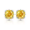 Live-Stream Joia Colorida Mais Vendida Diamante de Alto Carbono Corte Rosa Pétala Brincos, Brincos Banhados a Ouro Padparadscha, Envio Direto de Peça Única