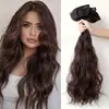 Peluca Femenina Peluca de Cabello Largo Parche Tres Piezas Invisible Sin Costuras Extensión de Cabello Cabello Rizado Ondulado Largo Juego de Tres Piezas Cabello Artificial