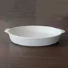 Fuente de cerámica blanca pura para hornear de doble asa para uso doméstico, Bol ovalado para hornear en horno, Bol para ensalada de frutas, Fuente de cerámica rayada, Plato para pescado