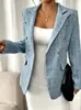 Europeu e Americano transfronteiriço 2026 Amazon Y2 feminino novo primavera, outono e inverno moda blazer elegante profissional cor sólida
