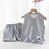 Nuevo Conjunto de Chaleco Waffle para Niños Verano Chaleco y Shorts para Niños Conjunto Sencillo de Dos Piezas de Moda Comercio Exterior