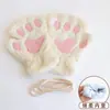 Guantes Mujer Invierno Estudiante Otoño e Invierno Cálidos Suaves Chica Lindos ins Pata de Gato de Felpa Estilo Coreano Medio Dedo Engrosados y Forrados