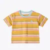 Camiseta Infantil Colorida Listrada 3D para Meninos e Meninas, Novo Estilo de Verão Manga Curta Gola Redonda, Roupa Mãe-Filha para Família Atacado