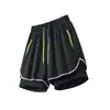 Pantalones Cortos Deportivos de Fitness Estilo Americano para Hombre, Shorts de Running con Forro Interior, Dos en Uno de Entrenamiento Anti-Exposición de Tres Puntos de Baloncesto Casuales