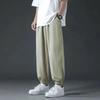 Pantalones de seda de hielo para hombre, de verano, finos, holgados, cómodos, de secado rápido, pantalones deportivos recortados, ropa de trabajo de moda, pantalones casuales