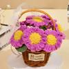 Regalos de Flores de Hilo, Cesta de Mano de Comercio Exterior Más Vendida de Amazon, Pompones de Flores Tejidas, Margaritas Pequeñas, Decoración de Flores Artificiales