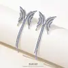 Brincos de Corrente Longa com Garras Exageradas Elegantes de Prata S925 com Strass para Mulheres Brincos com Franjas de Diamante Colorido Europeus e Americanos Brincos da Moda