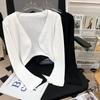 Casaco de malha de seda gelada fino feminino verão preto pequeno xale top sling protetor solar blusa jaqueta primavera