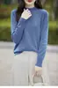 Nuevo modelo primavera 2026 suéter de punto liso de algodón puro con cuello semi-alto, suéter de punto de manga larga para mujer