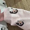 Conjunto lindo de pijama de algodón para niñas y adolescentes, de manga larga, pantalón largo, para primavera y otoño, con cuello de muñeca dulce y estampado de nubes
