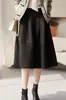 Elegante y Versátil Estilo Hepburn Francés Cintura Alta Elegante Aspecto Adelgazante Ropa de Trabajo Versátil Longitud Media Falda de Corte A