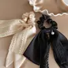 Diadema de Encaje con Lazo Elegante de Gama Alta Goma para Cabello con Perlas Diadema de Tela para Cola de Caballo Diadema Diadema para Mujeres