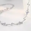 Pulsera de trémolo chapada en plata estilo coreano con cristal azul, para mujer, creativa, moderna, con diamantes, relámpago, personalidad, sencilla