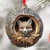 Decoraciones Navideñas Transfronterizas de Búho y Mapache Nuevas, Adornos para Árbol de Navidad, Colgantes Pequeños Planos 2D Acrílicos