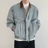 Chaqueta de Mezclilla Lavada y Desgastada Estilo Americano para Hombre Hip Hop Diseño de Nicho Holgada y con Caída Solapa Hombro Acolchado Ropa de Trabajo