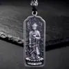 Pingente em Prata Esterlina S999 Masculino e Feminino Colar de Seis Caracteres Palavras Verdadeiras Guanyin Buda Sakyamuni Pingente Quadrado de Prata