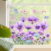 DJ8717 Calcomanía Simple de Flor de Planta Flor Morada Mariposa para Ventana Calcomanía Electrostática Calcomanía de Vidrio Visible por Ambos Lados