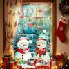 Qzbjc120 Banner Falso de Ventana Navideño Transfronterizo Cartel de Muñeco de Nieve Navideño Cortina Colgante Decoración de Ventana Festiva Pegatina de Pared