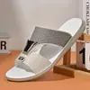 Sandalias tejidas de cuero para hombre de talla grande transfronterizas, nuevo estilo de verano, antideslizantes, chanclas de playa de suela gruesa, modernas y versátiles