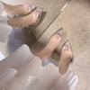 Sandalias Transparentes Elegantes con Faldas para Mujer, Zapatos Suaves Estilo Hada de Verano 2025 Nuevo Estilo, Zapatos Romanos Versátiles de Tacón Alto