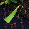 13CM Seda de Hielo Borla Nudo Chino Accesorio Colgante para Coche Material Hecho a Mano DIY Borla de Abanico Hilo Dorado Bicolor Borla Colgante Pequeña
