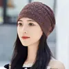 Gorra para Mujer Primavera y Verano Delgada Transpirable Encaje Pedrería Moda Cinta Gorra Cubre Montón de Cabello Blanco Montón Casual