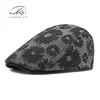 Boina Estilo Coreano com Estampa de Margaridas para Mulheres, Boné de Baseball Reversível Retro Britânico para Homens, Boné Casual da Moda