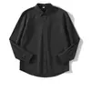 Camisa de algodón puro para hombre, color liso, versátil, antiarrugas, sin planchado, estilo literario simple y guapo, abrigo exterior, prenda superior para hombre
