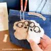 Óculos de Agachamento Filhote de Cachorro Adesivo Magnético Boneca Chaveiro Acessórios Par de Desenho Animado Boneca de Pelúcia Pingente de Bolsa