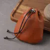 Bolsa de cordón de piel de vaca con patrón de lichi para monedas, accesorios pequeños, bolsa de la suerte, bolsa de almacenamiento, tarjetero y monedero, piel genuina