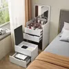 Tocador Pequeño con Tapa abatible y Cajones de Almacenamiento Integrados Mesa Multifuncional Minimalista Moderna para Maquillaje y Almacenamiento de Mesita de Noche