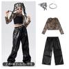 Traje de Jazz para Niña Hip-Hop para Niña Leopardo de Tres Piezas Ropa de Moda para Desfile de Modelos Ropa Hiphop para Niños