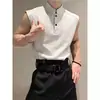 Chaleco Deportivo Estilo Cadena para Hombre, Color Sólido Estilo Americano con Media Cremallera Diseño de Verano, Camiseta sin Mangas de Peso Pesado para Entrenamiento de Fitness para Hombre