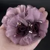 Goma para el Cabello Floral Estilo Coreano Elegante Scrunchie Malla Flor para el Cabello de Mediana Edad Banda para el Cabello Elástica Accesorio para Moño para Mujeres