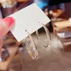 Pendientes de Cruz de Doble Capa con Diamantes Incrustados de Aguja de Plata, Lujo Ligero, Pendientes de Gama Alta, Pendientes de Moda Versátiles de Nicho al por Mayor para Mujeres