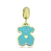 Moda Europeia e Americana Titânio Aço Pingente Urso Gota de Óleo Titânio Aço Banhado Ouro 18K Pulseira Pingente Acessórios DIY Atacado